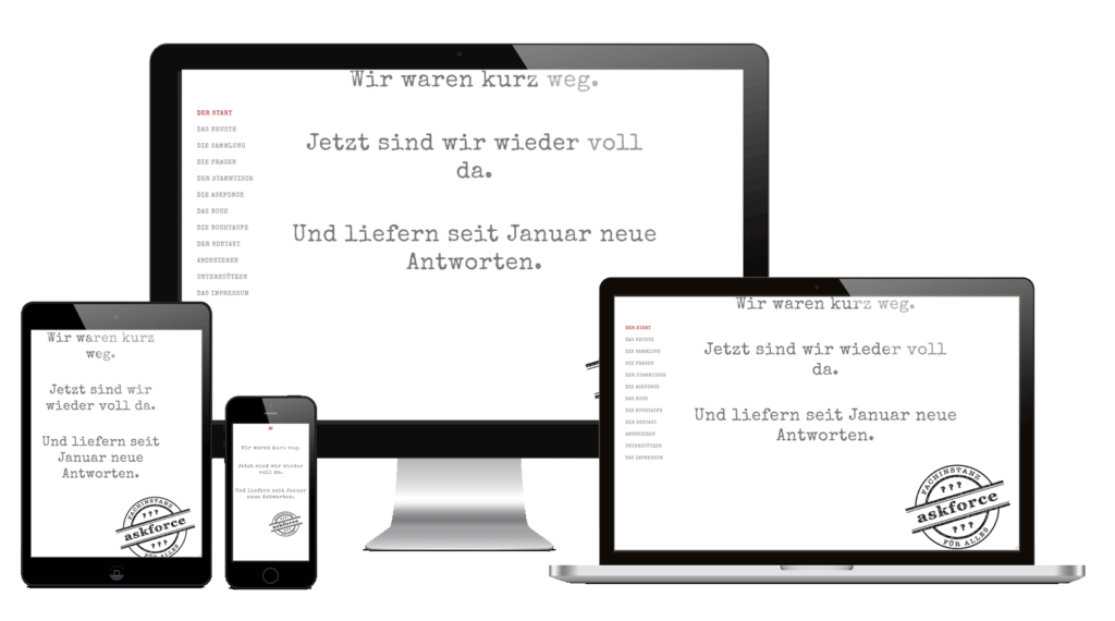 askforce.ch auf verschiedenen Ausgabegeräten
